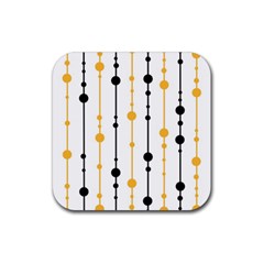 Yellow, Black And White Pattern Rubber Coaster (square)  by Valentinaart