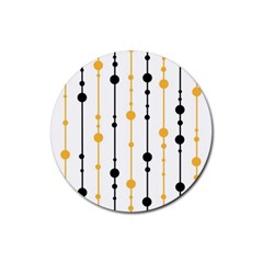 Yellow, Black And White Pattern Rubber Round Coaster (4 Pack) 