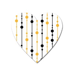 Yellow, Black And White Pattern Heart Magnet