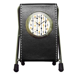 Yellow, Black And White Pattern Pen Holder Desk Clocks