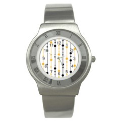 Yellow, Black And White Pattern Stainless Steel Watch