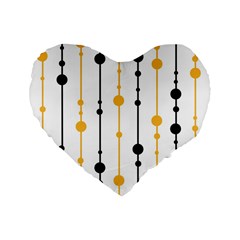 Yellow, Black And White Pattern Standard 16  Premium Heart Shape Cushions