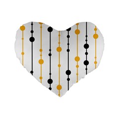 Yellow, Black And White Pattern Standard 16  Premium Flano Heart Shape Cushions by Valentinaart