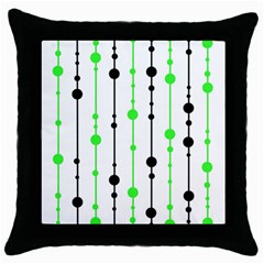 Green Pattern Throw Pillow Case (black) by Valentinaart