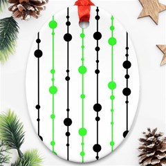 Green Pattern Oval Ornament (two Sides)