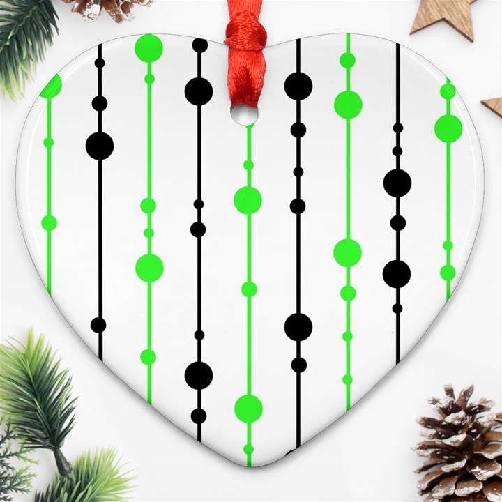 Green pattern Heart Ornament (2 Sides)