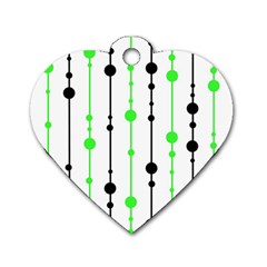 Green Pattern Dog Tag Heart (two Sides)