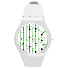 Green Pattern Round Plastic Sport Watch (m)