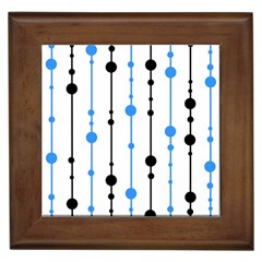 Blue, White And Black Pattern Framed Tiles by Valentinaart