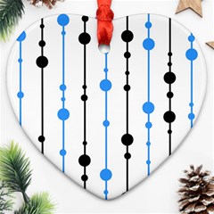 Blue, White And Black Pattern Ornament (heart) 