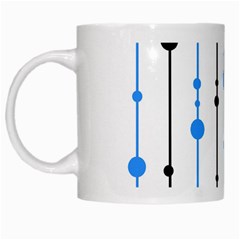 Blue, White And Black Pattern White Mugs