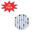 Blue, white and black pattern 1  Mini Buttons (10 pack)  Front