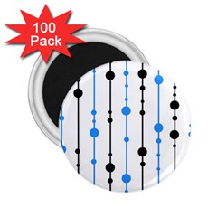 Blue, White And Black Pattern 2 25  Magnets (100 Pack) 