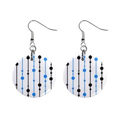 Blue, White And Black Pattern Mini Button Earrings by Valentinaart