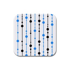 Blue, White And Black Pattern Rubber Square Coaster (4 Pack)  by Valentinaart