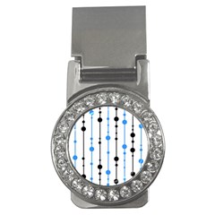 Blue, White And Black Pattern Money Clips (cz) 