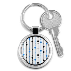 Blue, White And Black Pattern Key Chains (round) 