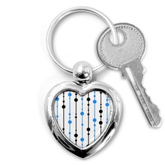 Blue, White And Black Pattern Key Chains (heart) 