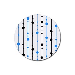 Blue, White And Black Pattern Rubber Round Coaster (4 Pack)  by Valentinaart