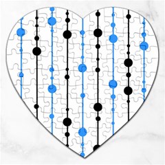 Blue, White And Black Pattern Jigsaw Puzzle (heart)