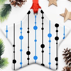 Blue, White And Black Pattern Star Ornament (two Sides) 