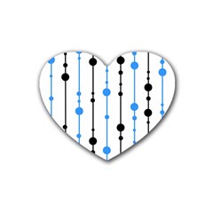 Blue, White And Black Pattern Heart Coaster (4 Pack) 