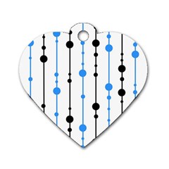 Blue, White And Black Pattern Dog Tag Heart (two Sides)