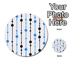 Blue, White And Black Pattern Multi-purpose Cards (round) 