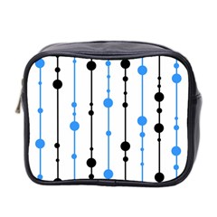 Blue, White And Black Pattern Mini Toiletries Bag 2-side