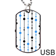 Blue, White And Black Pattern Dog Tag Usb Flash (two Sides)  by Valentinaart