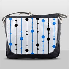 Blue, White And Black Pattern Messenger Bags