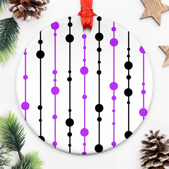 Purple, white and black pattern Ornament (Round) 