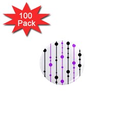 Purple, White And Black Pattern 1  Mini Magnets (100 Pack) 