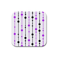 Purple, White And Black Pattern Rubber Square Coaster (4 Pack) 