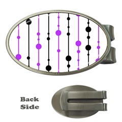 Purple, White And Black Pattern Money Clips (oval) 