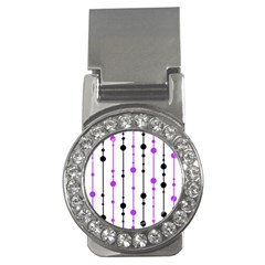 Purple, White And Black Pattern Money Clips (cz) 