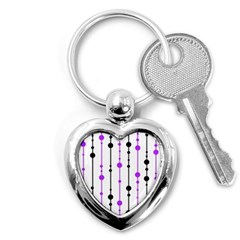 Purple, White And Black Pattern Key Chains (heart) 