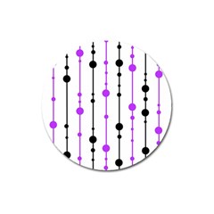 Purple, White And Black Pattern Magnet 3  (round)