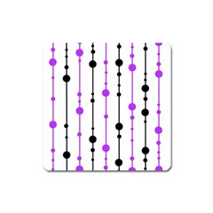 Purple, White And Black Pattern Square Magnet by Valentinaart