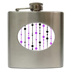 Purple, White And Black Pattern Hip Flask (6 Oz)