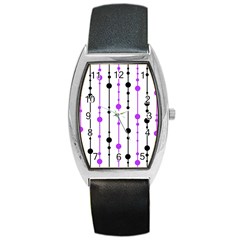 Purple, White And Black Pattern Barrel Style Metal Watch