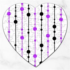 Purple, White And Black Pattern Jigsaw Puzzle (heart)