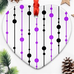 Purple, White And Black Pattern Heart Ornament (2 Sides)