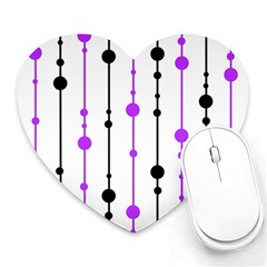 Purple, White And Black Pattern Heart Mousepads