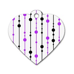 Purple, White And Black Pattern Dog Tag Heart (one Side) by Valentinaart