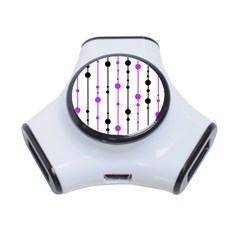 Purple, White And Black Pattern 3-port Usb Hub