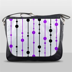 Purple, White And Black Pattern Messenger Bags by Valentinaart