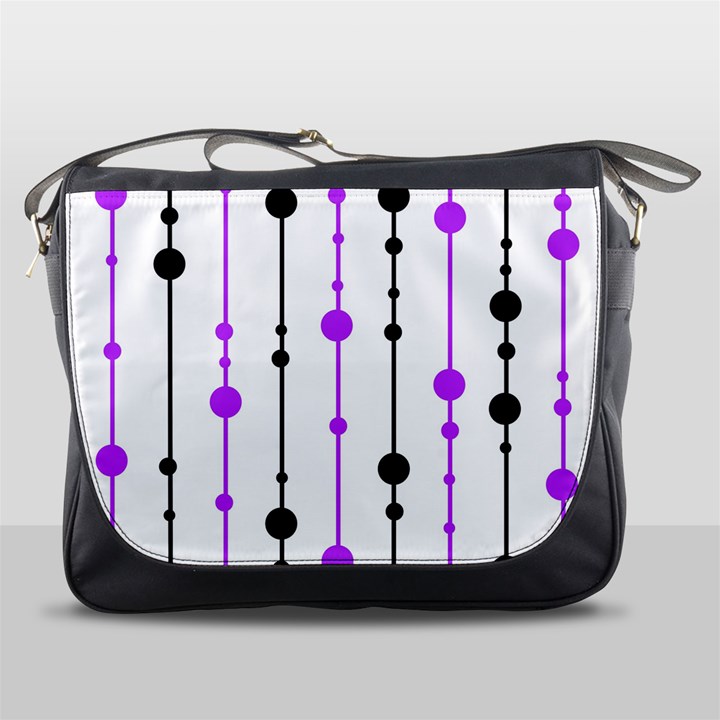 Purple, white and black pattern Messenger Bags