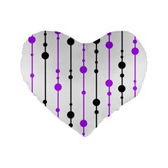 Purple, White And Black Pattern Standard 16  Premium Flano Heart Shape Cushions by Valentinaart