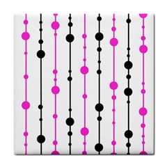 Magenta, Black And White Pattern Tile Coasters by Valentinaart